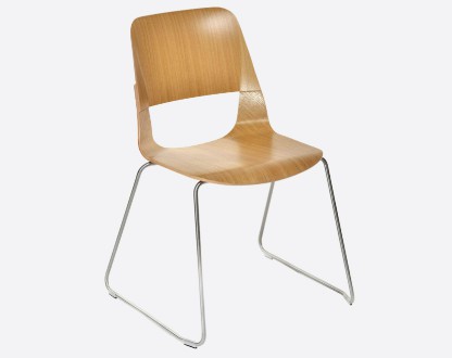 Plydesign's iF Design awarded FRIGATE chair showcasing innovative 3D-veneer craftsmanship.